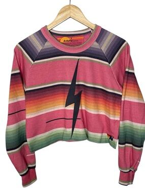 Aviator Nation Serape Bolt Stitch Cropped Sweatshirt